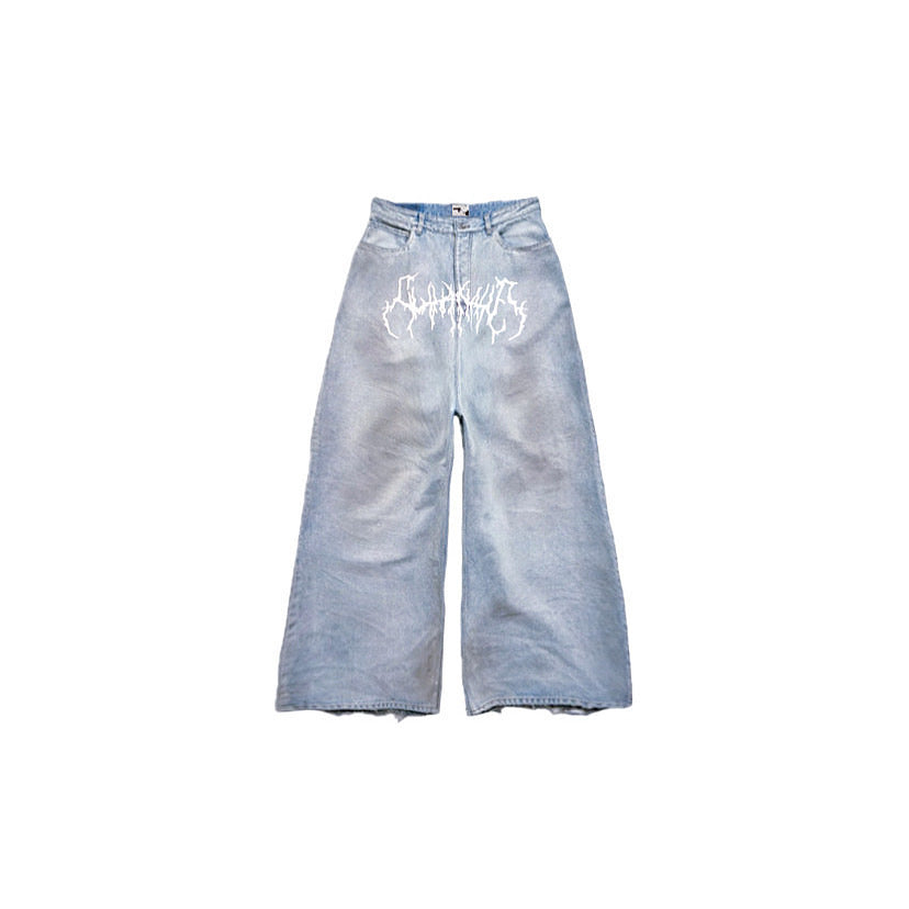 " Death letter baggy denim "