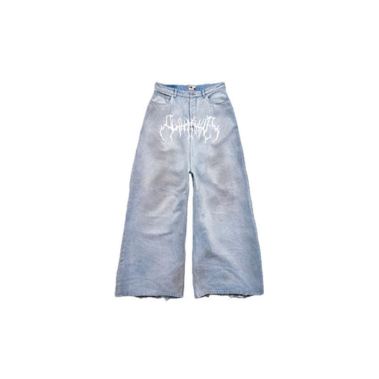 " Death letter baggy denim "
