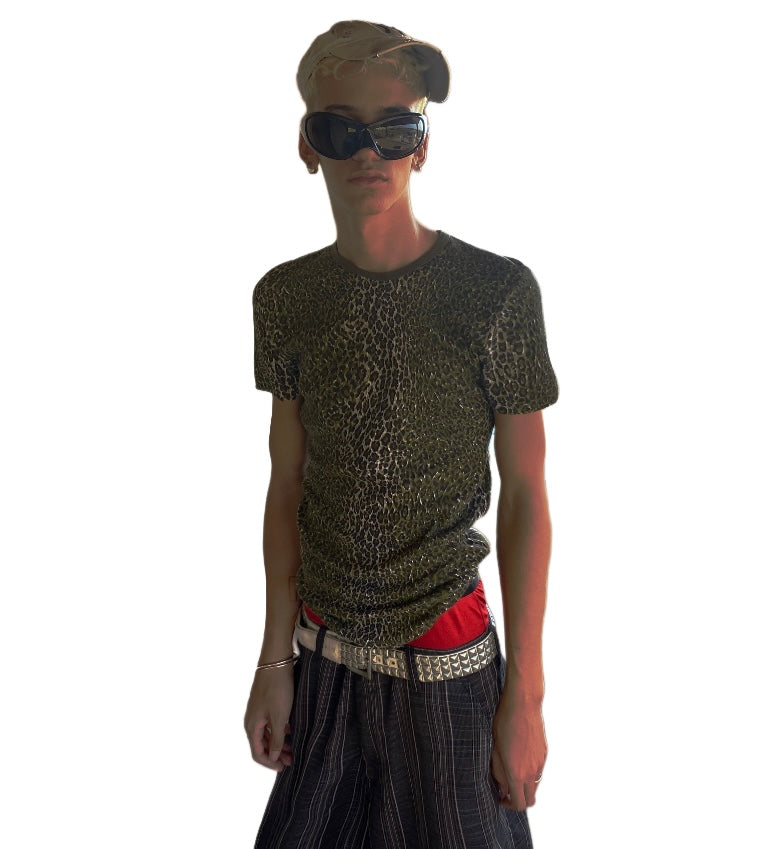 "Leopard rattler long slim tee"